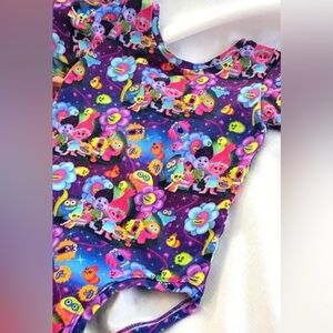 Girls' Colorful Cartoon Trolls Print One-Piece Bodysuit / Leotard Dance DressUp
